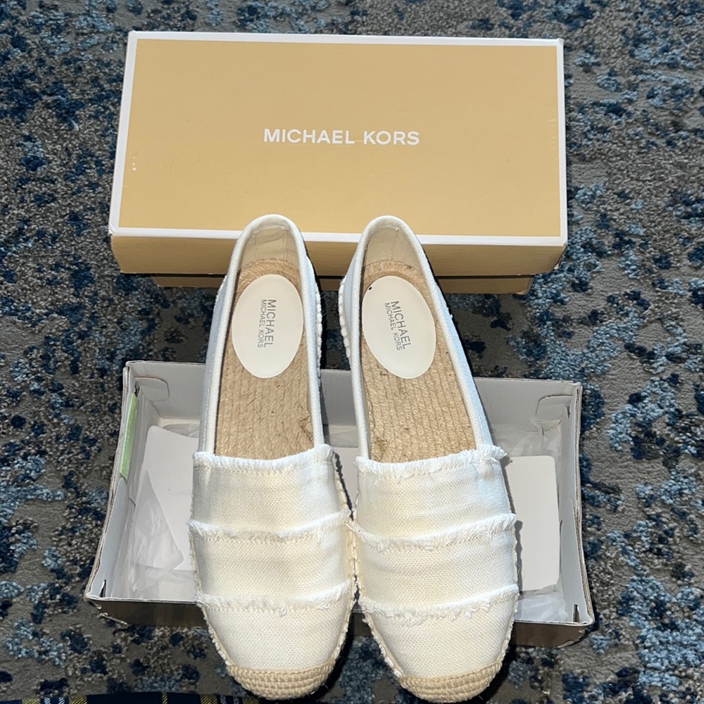 Michael Kors Tibby Slip-On Espadrilles Flats Neutral Cream White Womens Size 8
